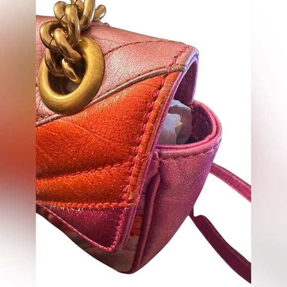 297 Preloved Gucci GG Marmont Metallic Chevron Mattelasse($$ Marked Down 2-9-25) - Picture 2 of 9